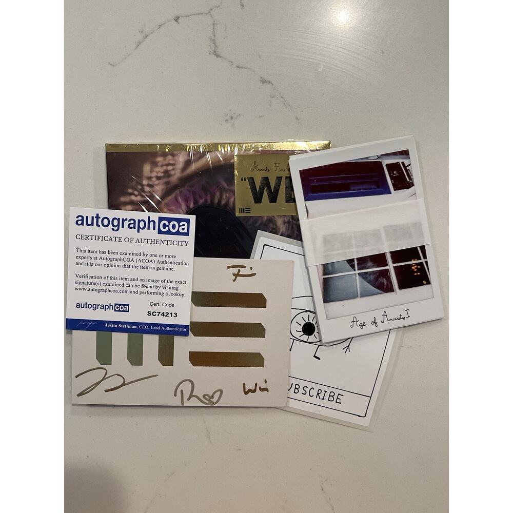 ARCADE FIRE SIGNED AUTOGRAPH WE CD ALBUM AUTO SIGNATURE COA ACOA #1